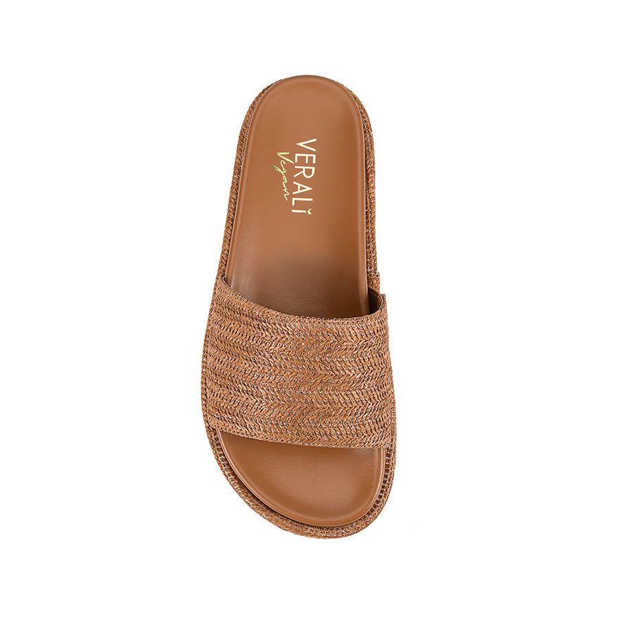 Romy Flatform Slides - Tan Raffia