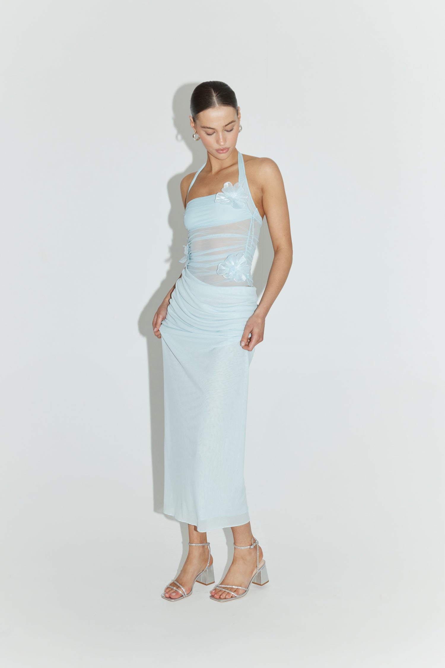 Strawberry Block Heel Sandals - Silver