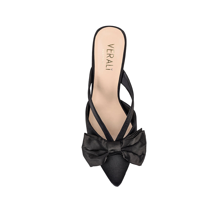 Spear Mules - Black Satin