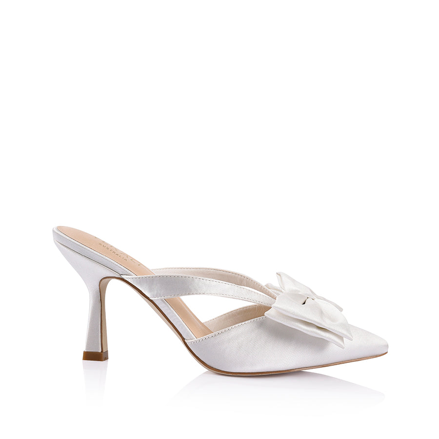 Spear Mules - Chalk Satin