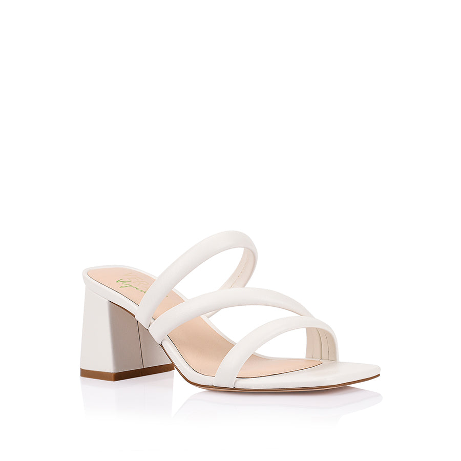 Stallone Block Heel Mules - Chalk White