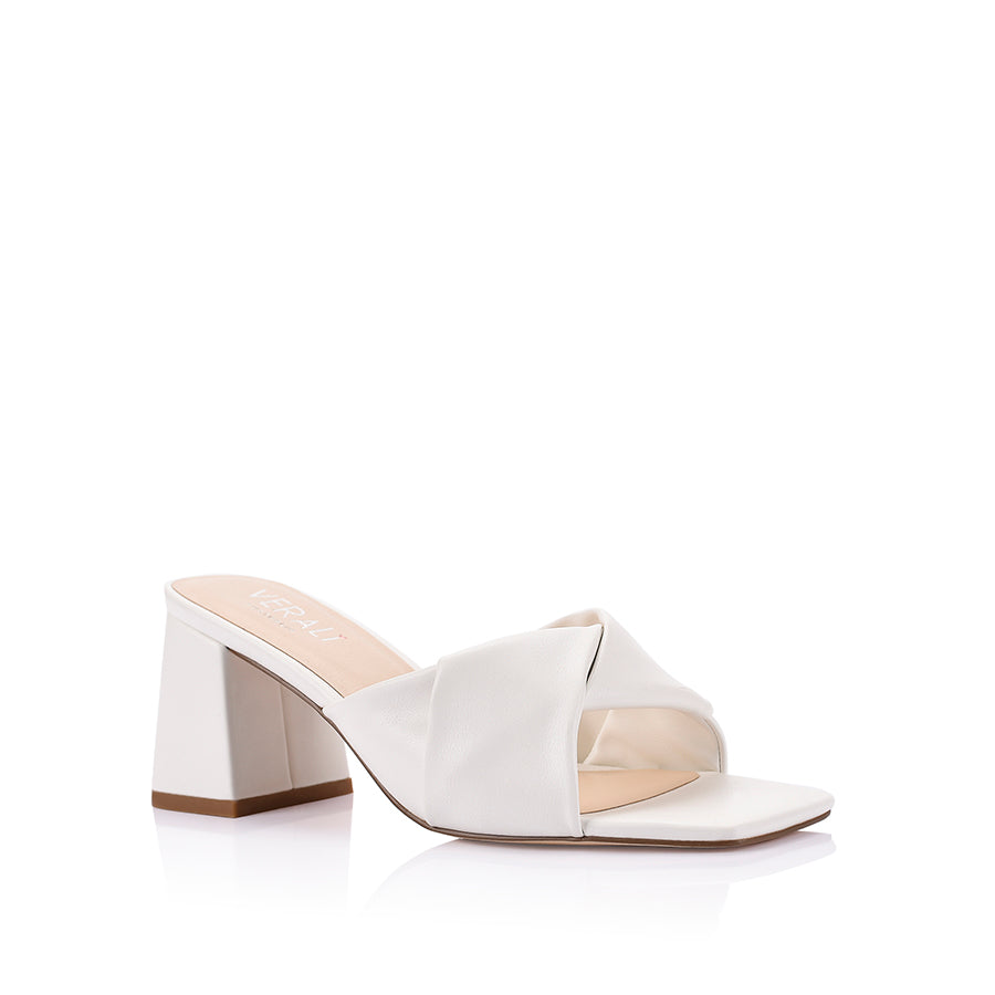 Women's chalk white block heel mule