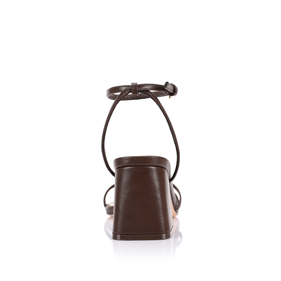 Womens chocolate brown strappy block heel