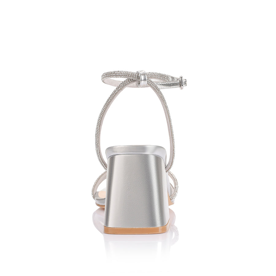 Strawberry Block Heel Sandals - Silver