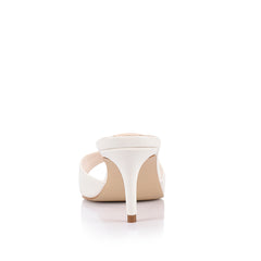 Women's slip on mule in vegan white materials with square toe