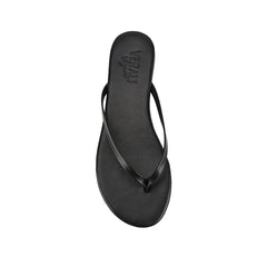 Women's black flat slide on thong