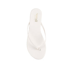 Women's vegan flat thongs in white smooth