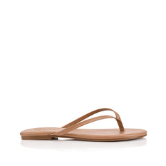 Women's tan flat slide on thong