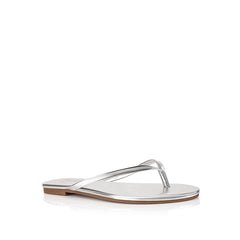 Women's silver metallic flat slide on thong