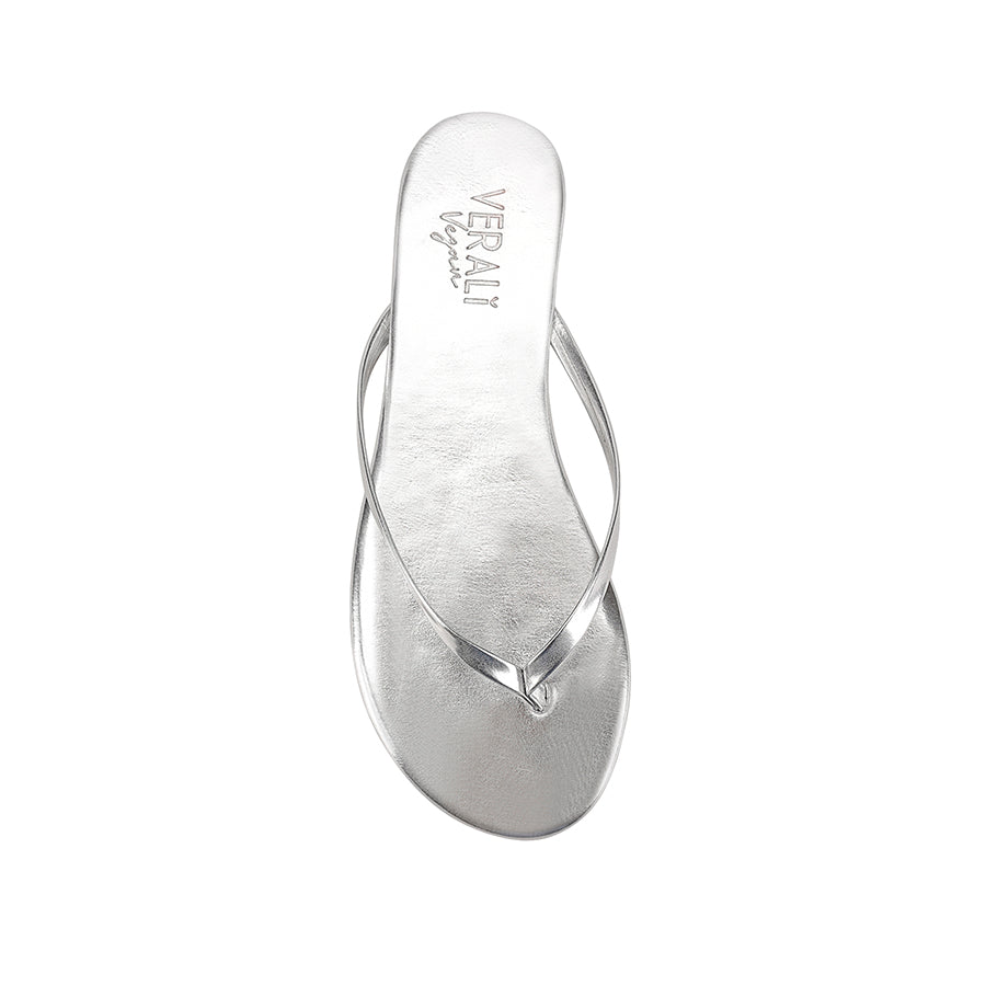 Women's silver metallic flat slide on thong
