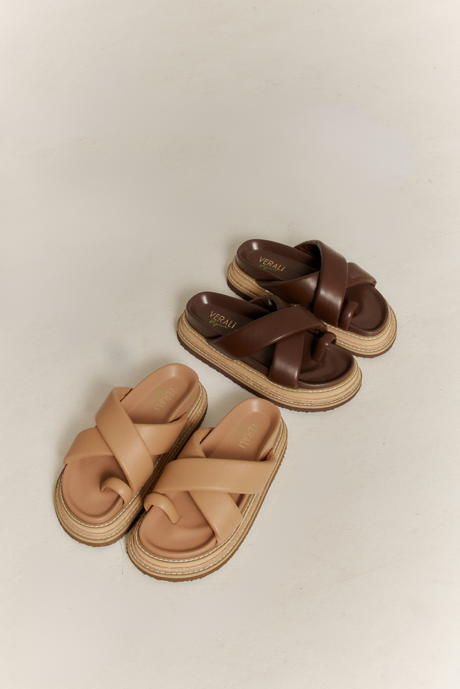 Thelma Flatform Slides - Dark Camel Tan