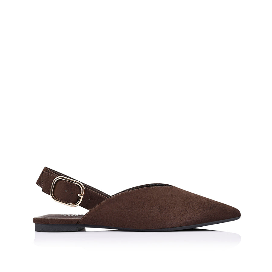 Indy Sling Back Flats - Chocolate Brown Micro