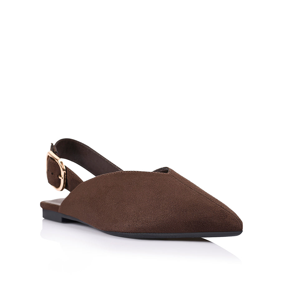 Indy Sling Back Flats - Chocolate Brown Micro
