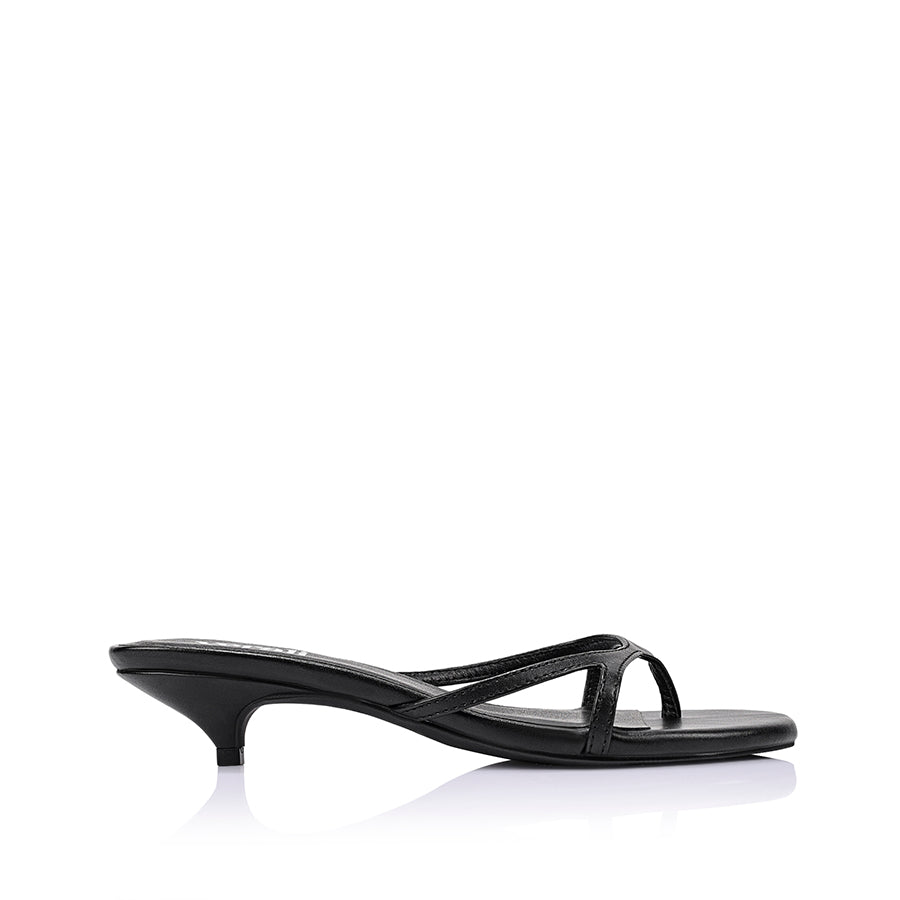 Farrah Kitten Heel Thongs - Black