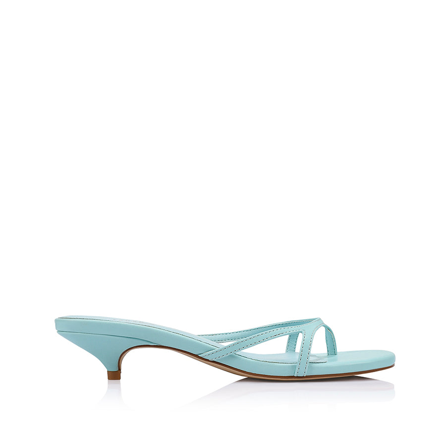 Farrah Kitten Heel Thongs - Turquoise