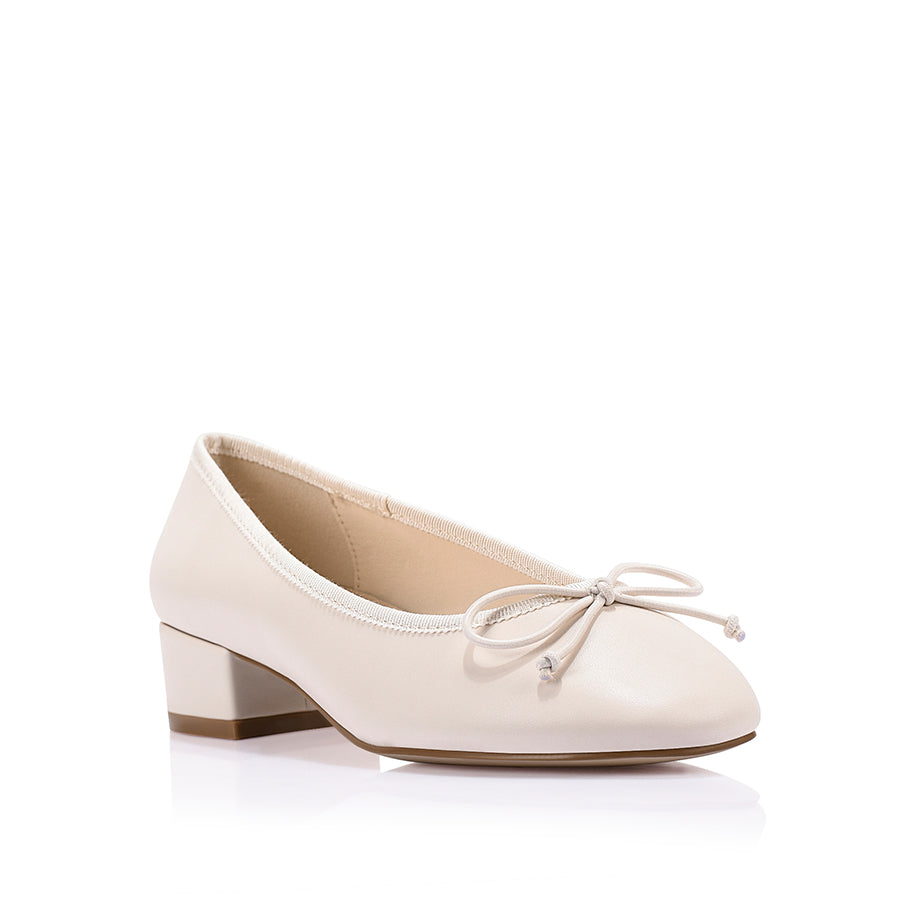 Minnie Ballet Block Heels - Bone White