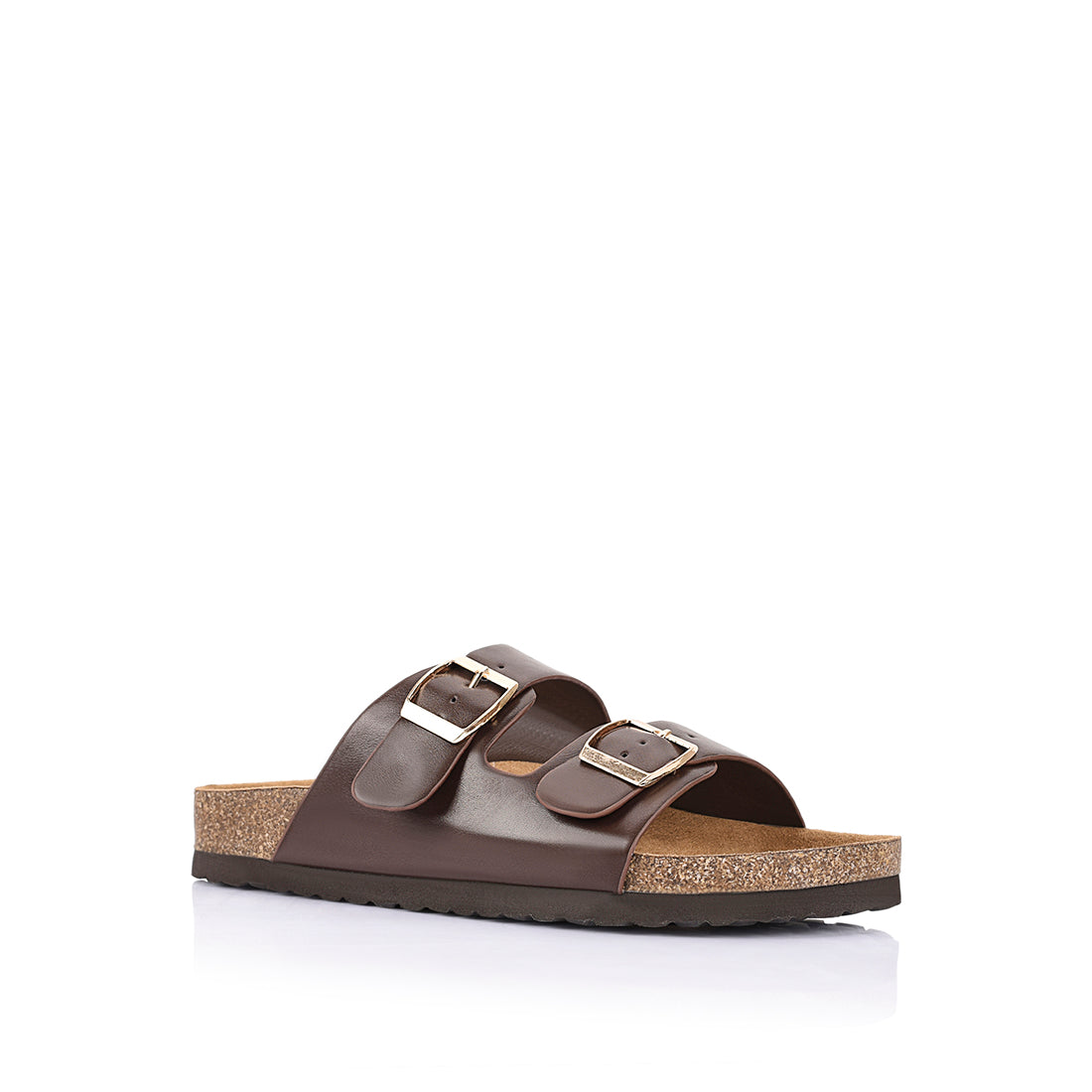 Women's Birkenstock style footbed slide in chocolate brown