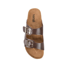 Women's Birkenstock style footbed slide in chocolate brown