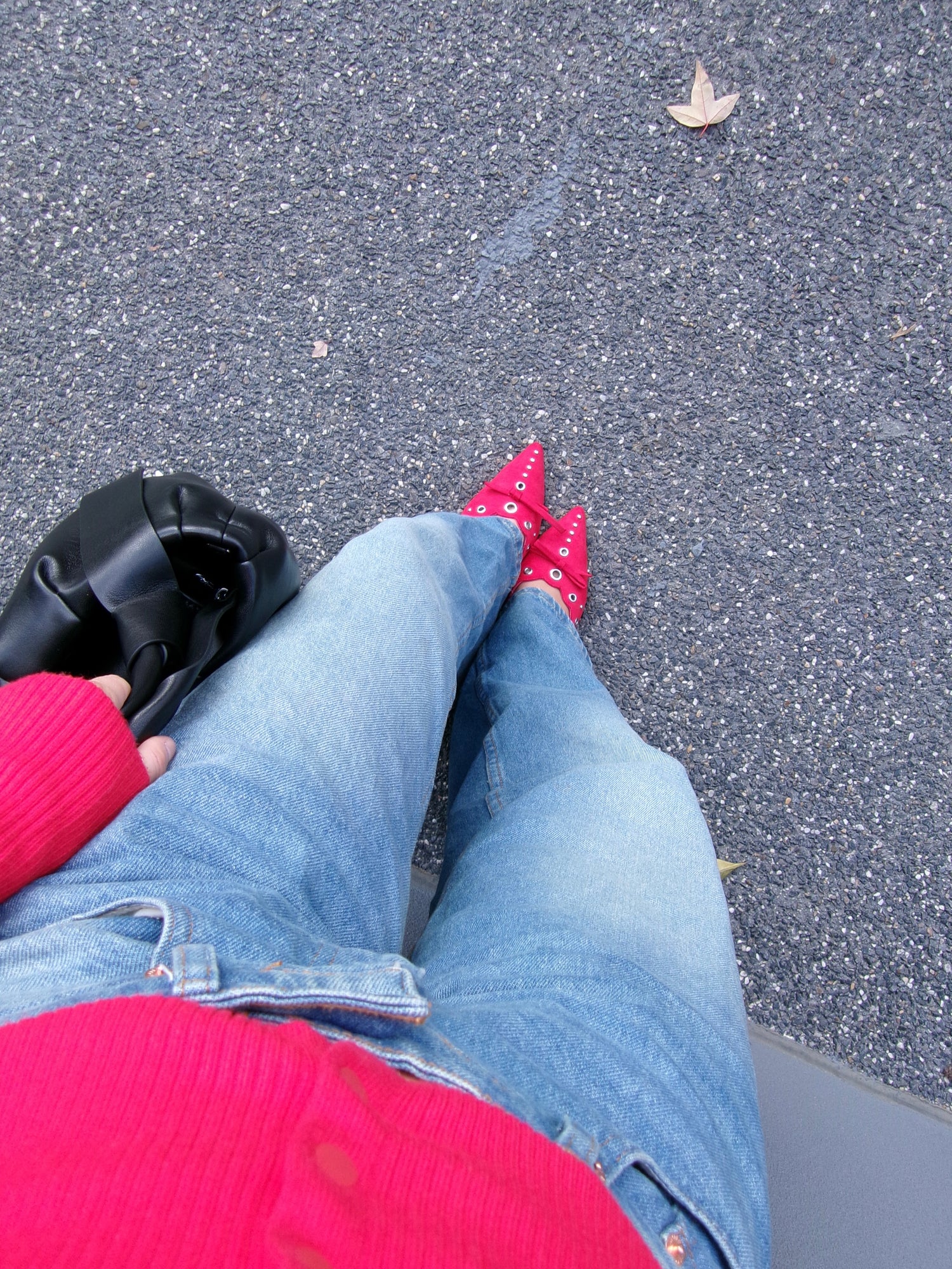 Ziggy Point Toe Kitten Heels - Red Micro