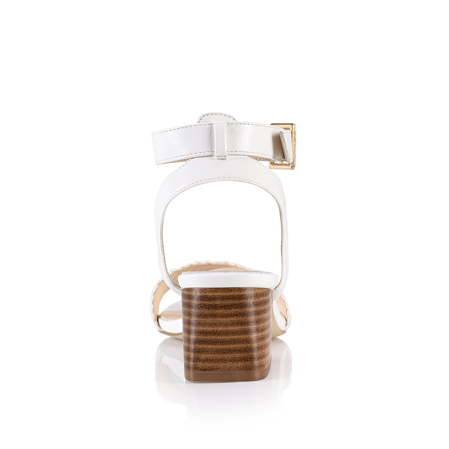 Elly Block Heel Sandals - White Weave