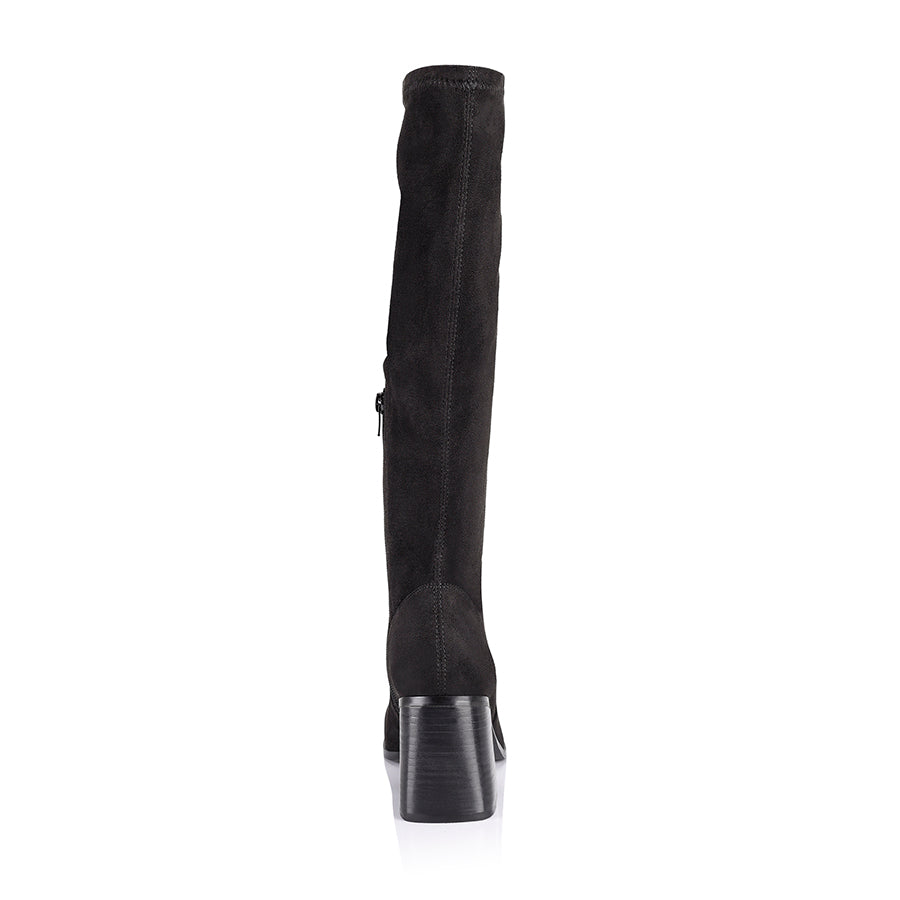Linden Knee High Boots - Black Micro